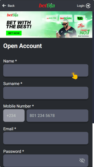 Fill in the required fields