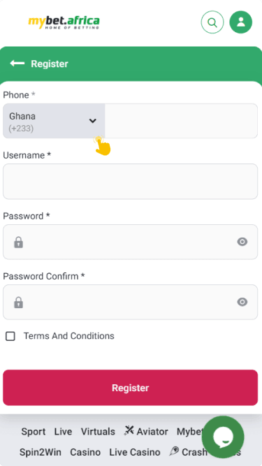 Tap the Register button in the upper right corner