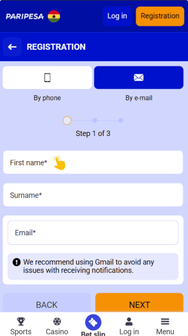 Register your account