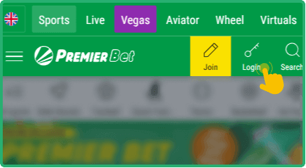 Find the Login button at the top of the screen